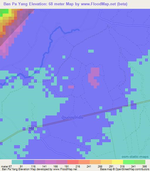 Ban Pa Yang,Thailand Elevation Map