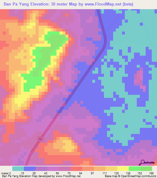 Ban Pa Yang,Thailand Elevation Map
