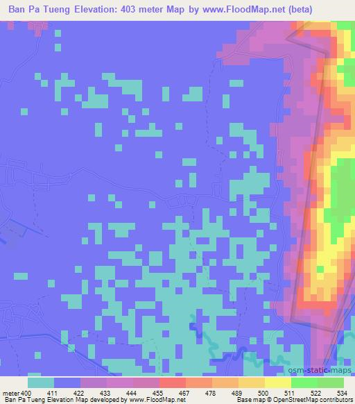 Ban Pa Tueng,Thailand Elevation Map