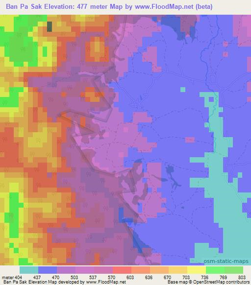 Ban Pa Sak,Thailand Elevation Map