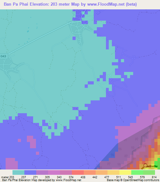 Ban Pa Phai,Thailand Elevation Map