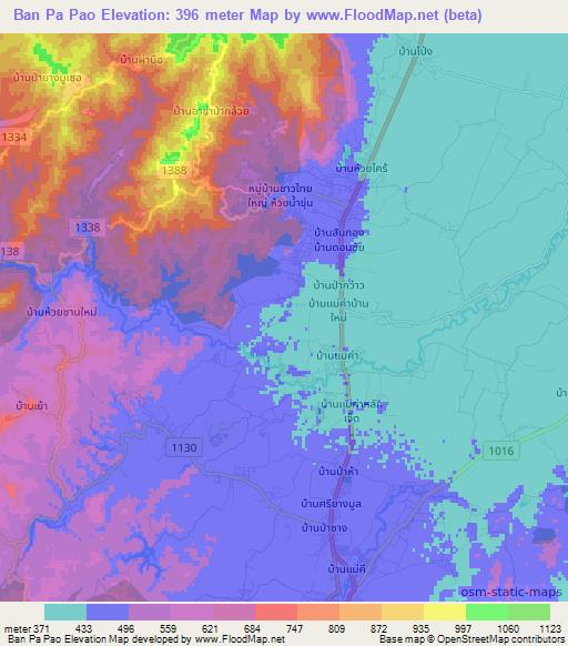 Ban Pa Pao,Thailand Elevation Map
