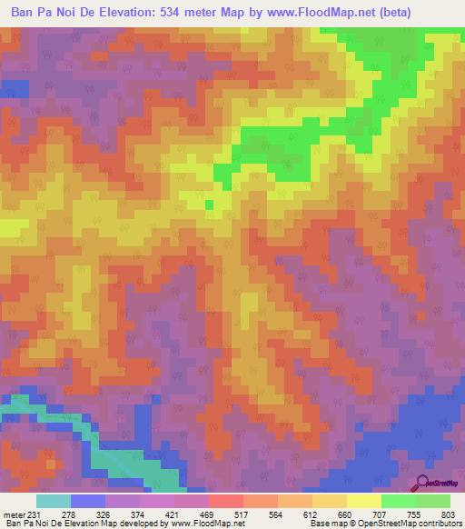 Ban Pa Noi De,Thailand Elevation Map