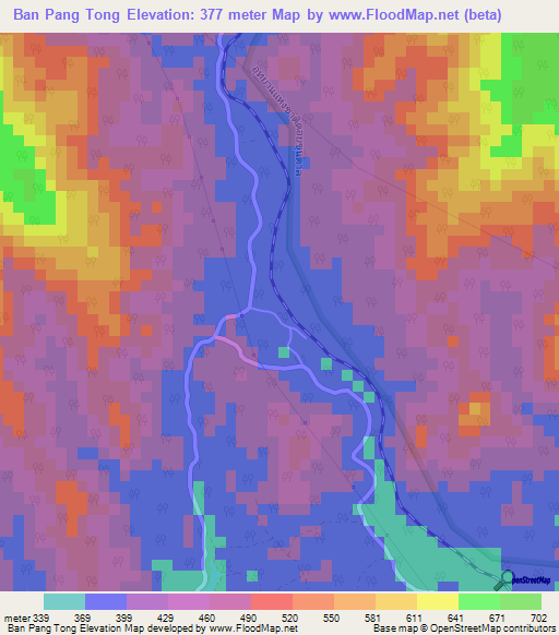 Ban Pang Tong,Thailand Elevation Map