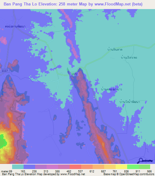 Ban Pang Tha Lo,Thailand Elevation Map