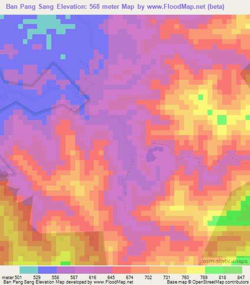 Ban Pang Sang,Thailand Elevation Map