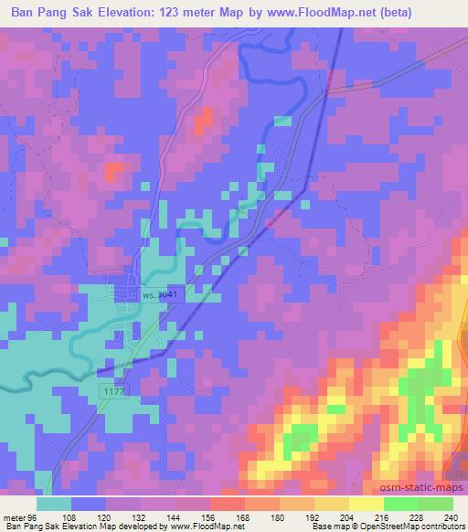 Ban Pang Sak,Thailand Elevation Map