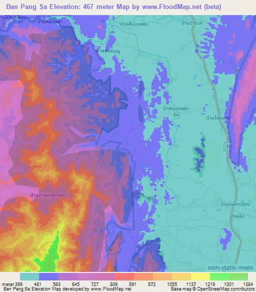 Ban Pang Sa,Thailand Elevation Map
