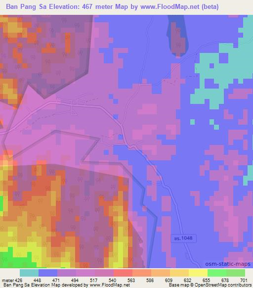 Ban Pang Sa,Thailand Elevation Map