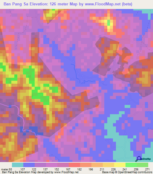 Ban Pang Sa,Thailand Elevation Map