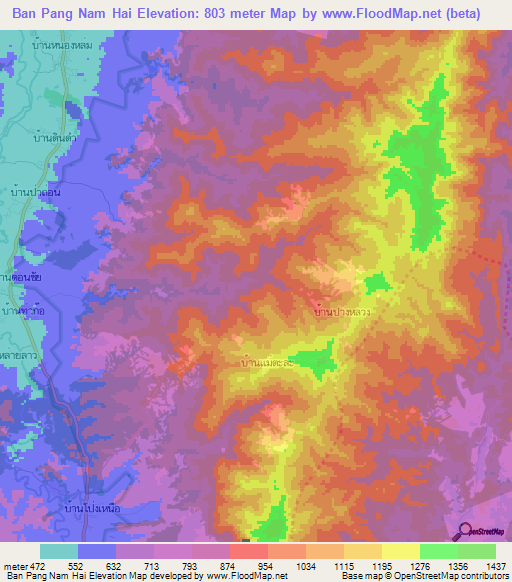 Ban Pang Nam Hai,Thailand Elevation Map