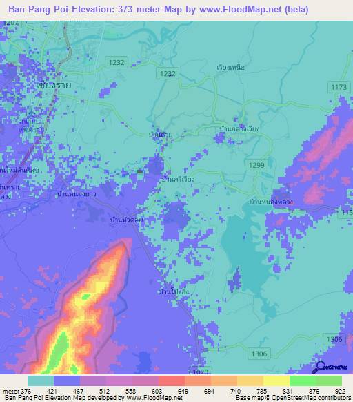 Ban Pang Poi,Thailand Elevation Map