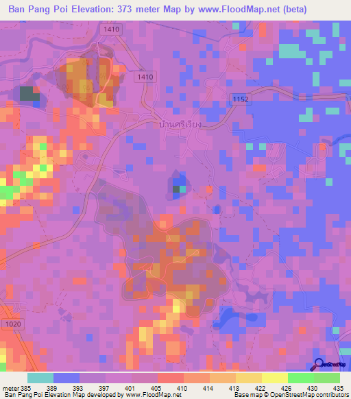 Ban Pang Poi,Thailand Elevation Map