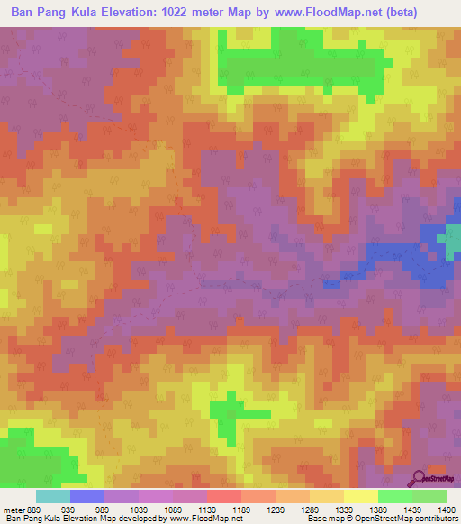 Ban Pang Kula,Thailand Elevation Map