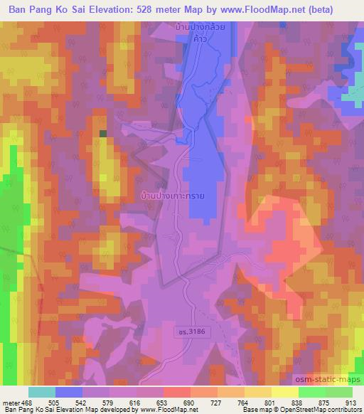 Ban Pang Ko Sai,Thailand Elevation Map