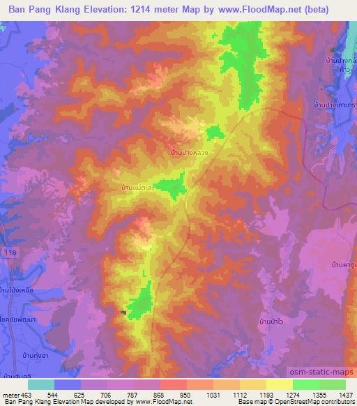 Ban Pang Klang,Thailand Elevation Map
