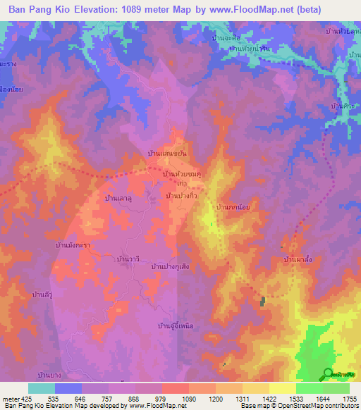 Ban Pang Kio,Thailand Elevation Map