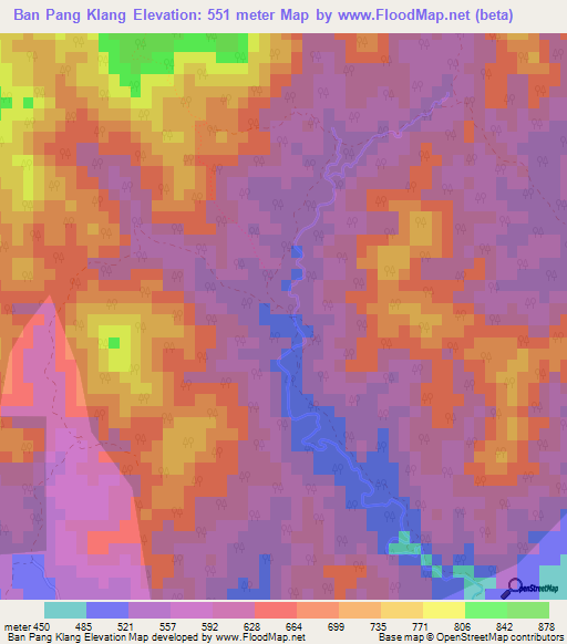 Ban Pang Klang,Thailand Elevation Map
