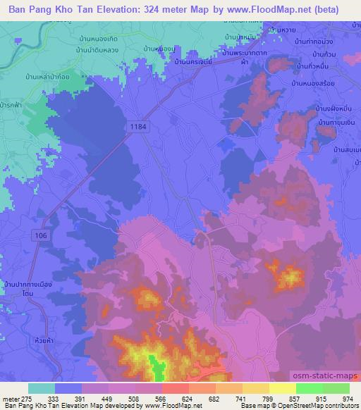 Ban Pang Kho Tan,Thailand Elevation Map