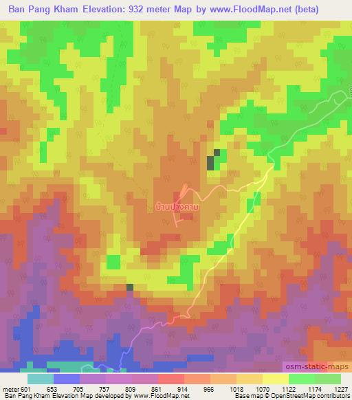 Ban Pang Kham,Thailand Elevation Map
