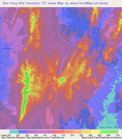 Ban Pang Kha,Thailand Elevation Map