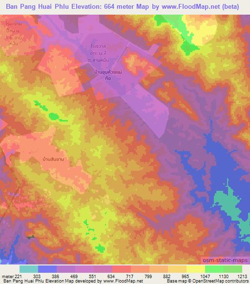 Ban Pang Huai Phlu,Thailand Elevation Map
