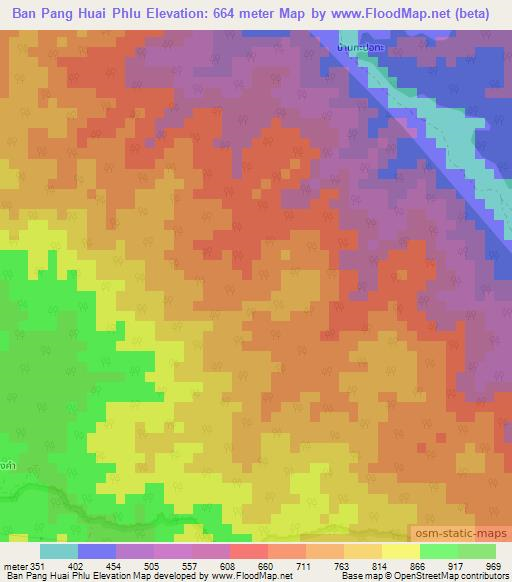 Ban Pang Huai Phlu,Thailand Elevation Map