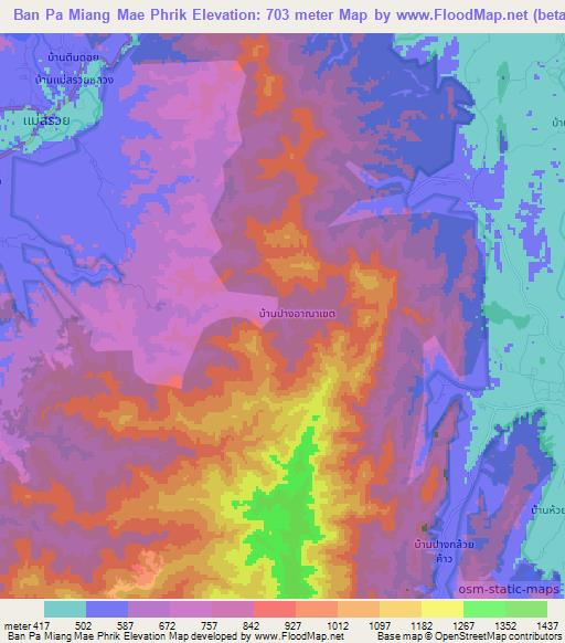 Ban Pa Miang Mae Phrik,Thailand Elevation Map