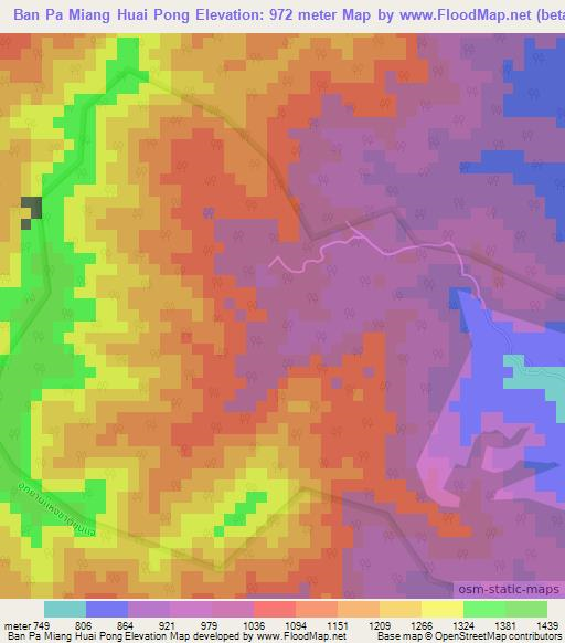 Ban Pa Miang Huai Pong,Thailand Elevation Map