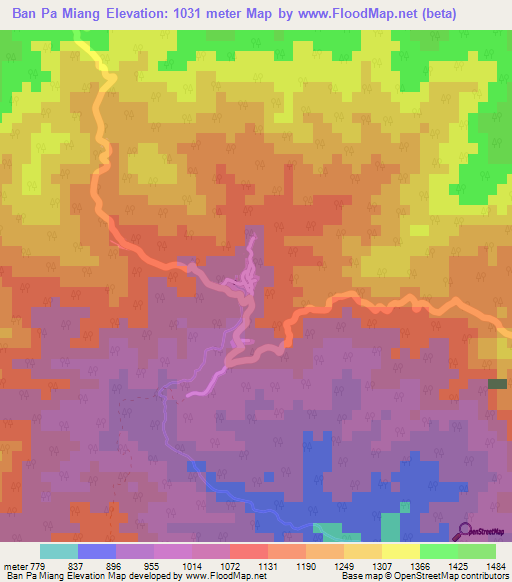 Ban Pa Miang,Thailand Elevation Map