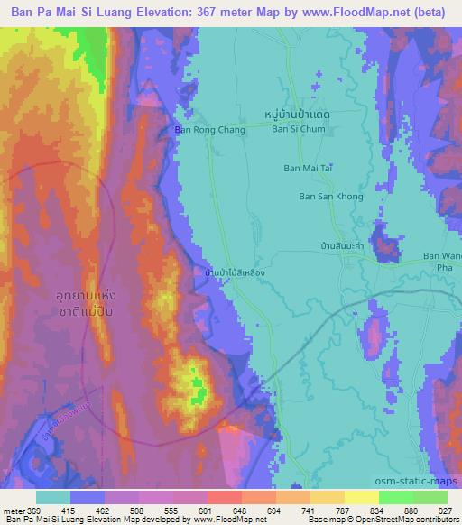 Ban Pa Mai Si Luang,Thailand Elevation Map