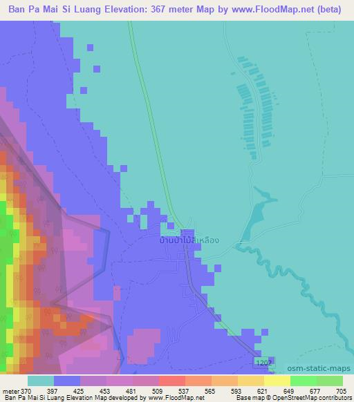 Ban Pa Mai Si Luang,Thailand Elevation Map