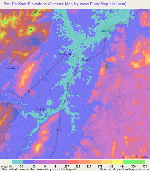 Ban Pa Kuat,Thailand Elevation Map