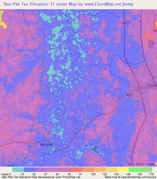 Ban Pak Tan,Thailand Elevation Map