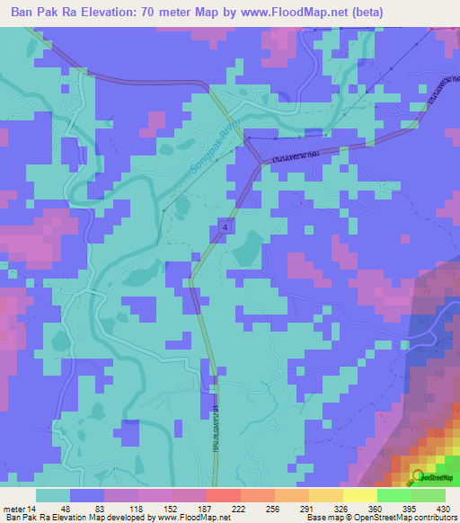 Ban Pak Ra,Thailand Elevation Map