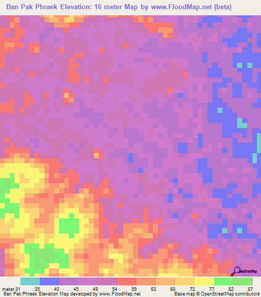 Ban Pak Phraek,Thailand Elevation Map