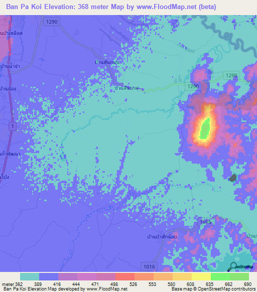Ban Pa Koi,Thailand Elevation Map