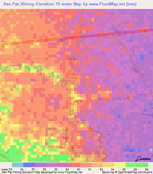 Ban Pak Khlong,Thailand Elevation Map