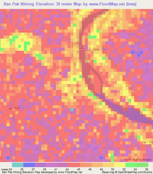 Ban Pak Khlong,Thailand Elevation Map