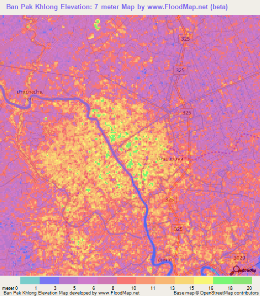 Ban Pak Khlong,Thailand Elevation Map