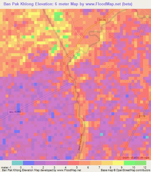Ban Pak Khlong,Thailand Elevation Map