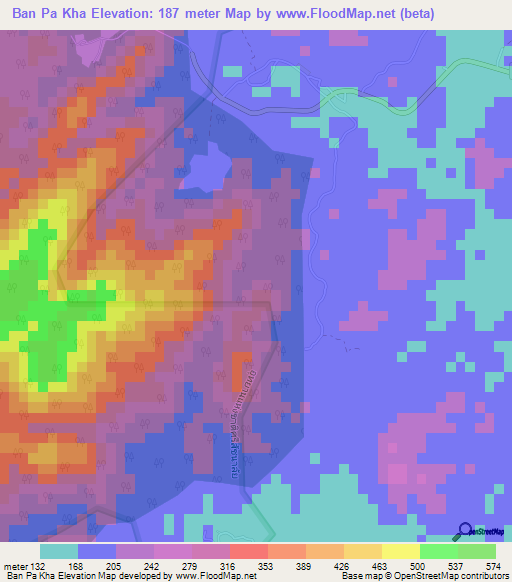 Ban Pa Kha,Thailand Elevation Map