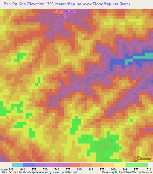Ban Pa Kha,Thailand Elevation Map