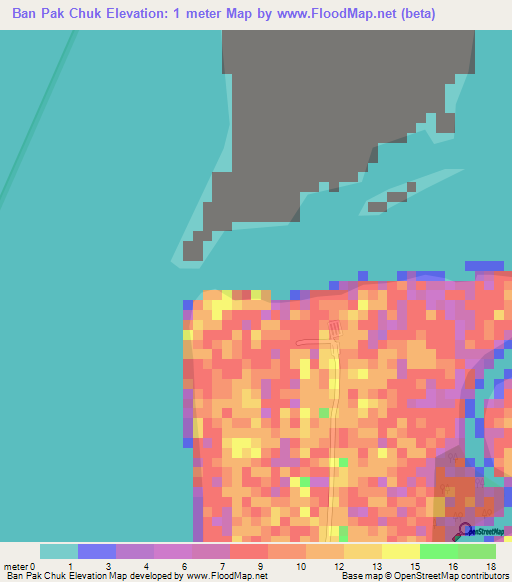 Ban Pak Chuk,Thailand Elevation Map