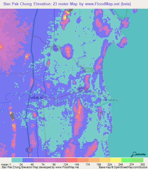 Ban Pak Chong,Thailand Elevation Map