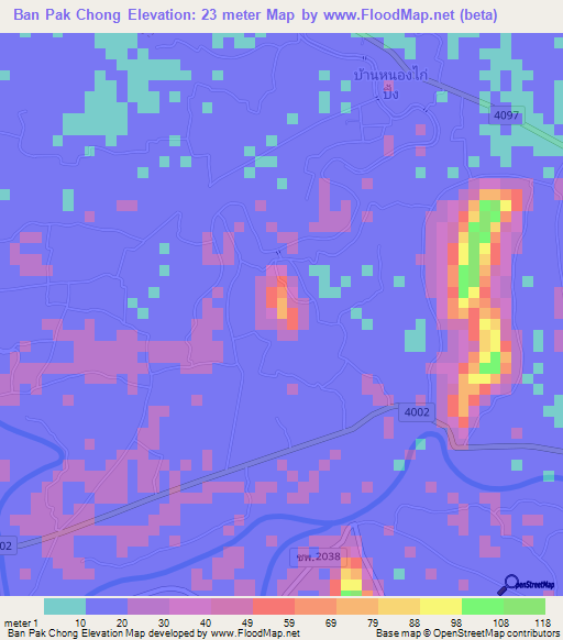Ban Pak Chong,Thailand Elevation Map