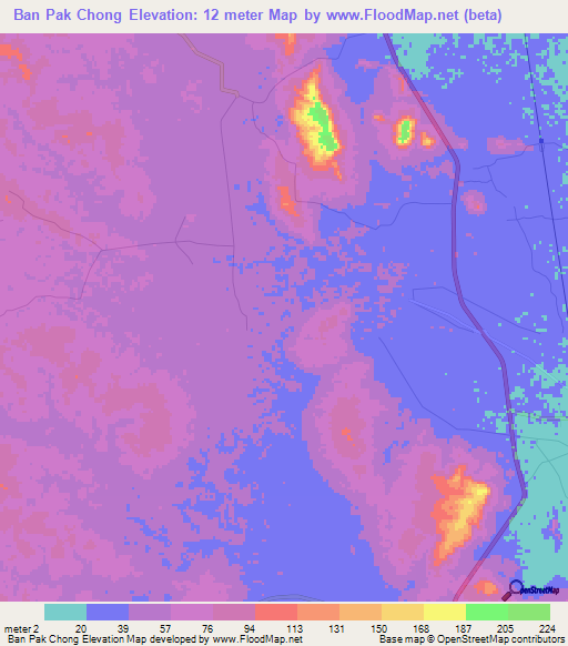Ban Pak Chong,Thailand Elevation Map