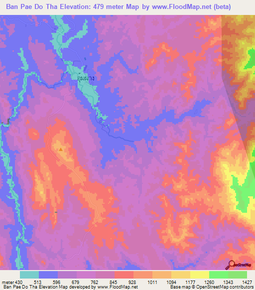 Ban Pae Do Tha,Thailand Elevation Map