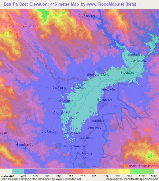 Ban Pa Daet,Thailand Elevation Map