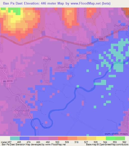 Ban Pa Daet,Thailand Elevation Map